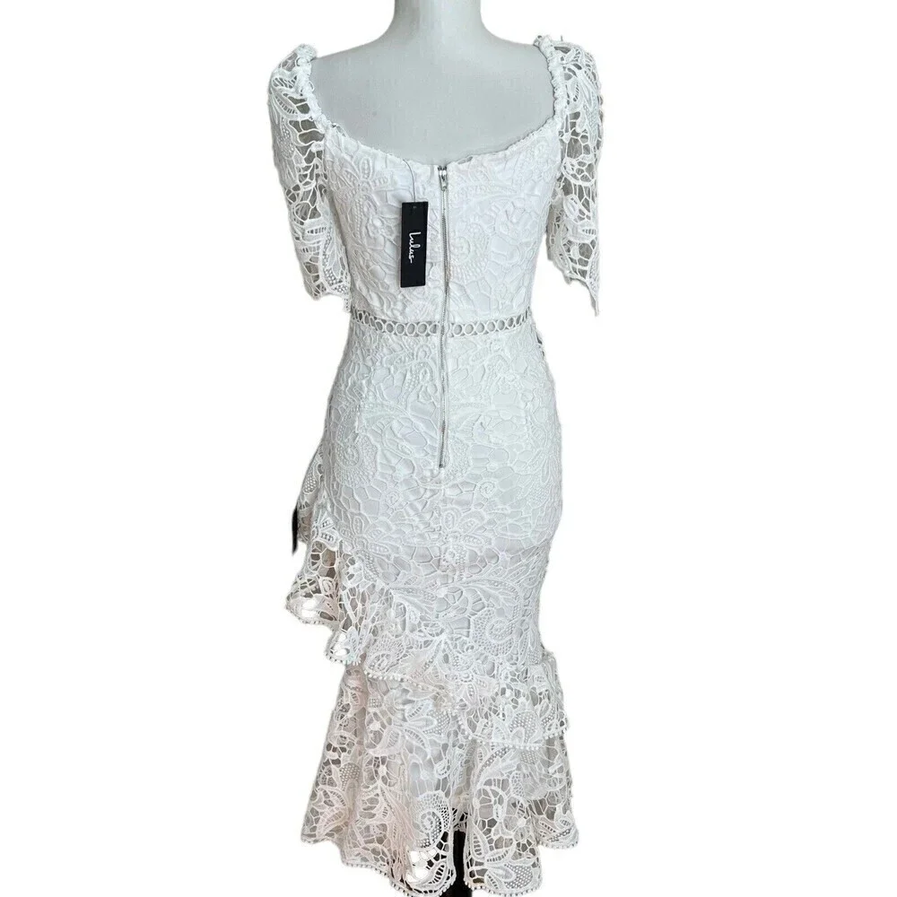 NWT Lulus Briarwood Lace Ruffled Midi Dress Size Small